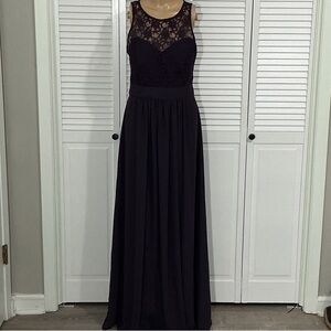 Bill Levkoff Plum Lace Overlay Dress